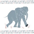 Vector isolated walking elephant pattern Royalty Free Stock Photo